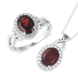 Mozambique Garnet and White Zircon Jewelry Set