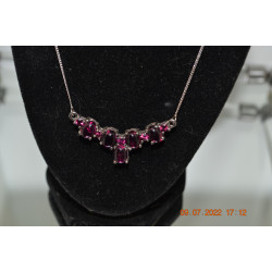 Orrisa Rhodolite Garnet Oval Necklace in Platinum Overlay Sterling Silver