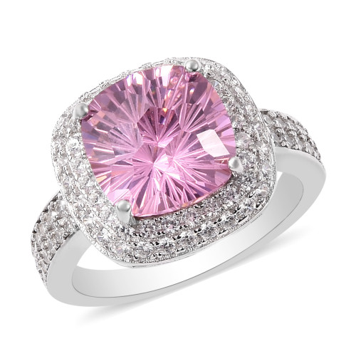 Lustro Stella Collection: Premium Pink & White Cubic Zirconia Ring