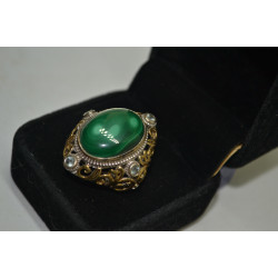 African Malachite Platinum Overlay Sterling Silver