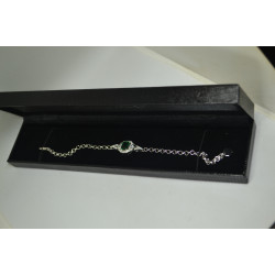 Simulated Emerald, Simulated Diamond Bracelet in Silverstone. 8 inch 2.50 ctw