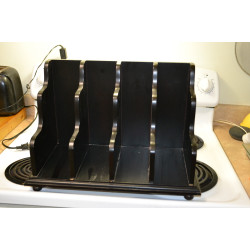 Vintage 5-Slot Black Wood Mail Sorter