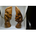 2 Wooden Busts, male and female. Hand carved and solid Teak, heavy.