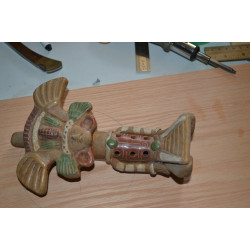 Vintage Male Mexican Mayan Aztec Pottery flute figurine whistle