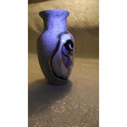 Hand-painted Sandstone Pottery Vase, Mexican Folk Art, Signed