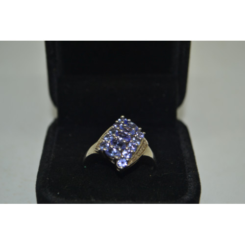 Tanzanite ring in Platinum Overlay Sterling Silver